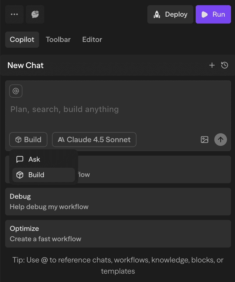 Copilot mode selector